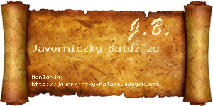 Javorniczky Balázs névjegykártya